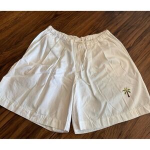 RARE Story Mfg. Shorts Wide-Leg Embroidered Organic Cotton Mens White Palm Small